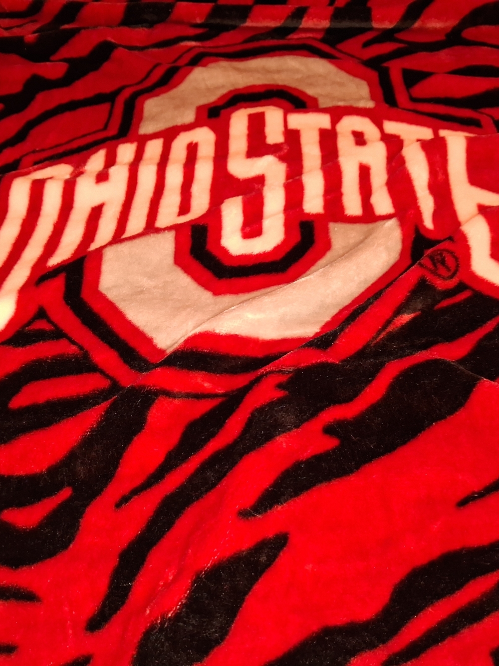 Ohio State Plush Throw 8pm Blanket - Red & Black Zebra